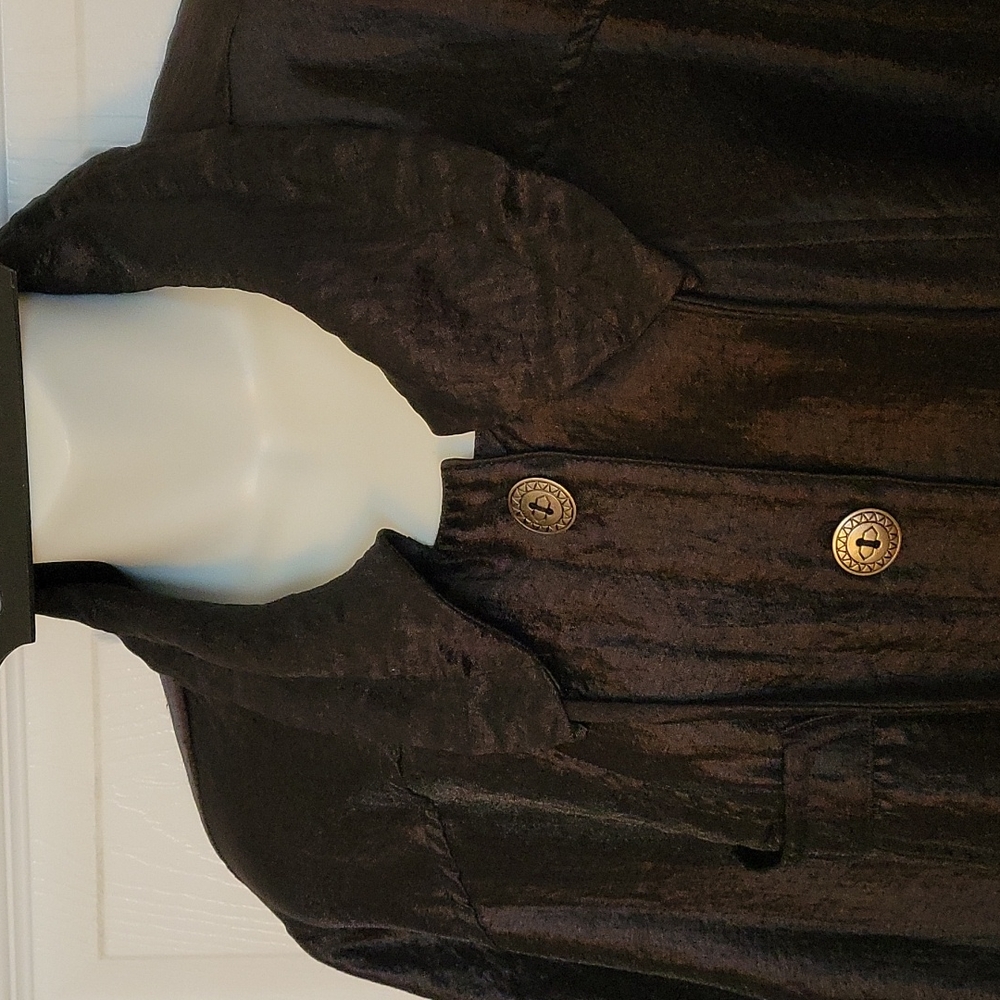 Ruby Rd Black Jacket 18W Silver Button Up - Picture 3 of 9